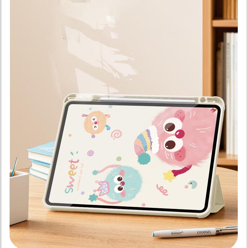 A Si Wa 360-Degree Rotating Cartoon iPad Case with Pen Slot