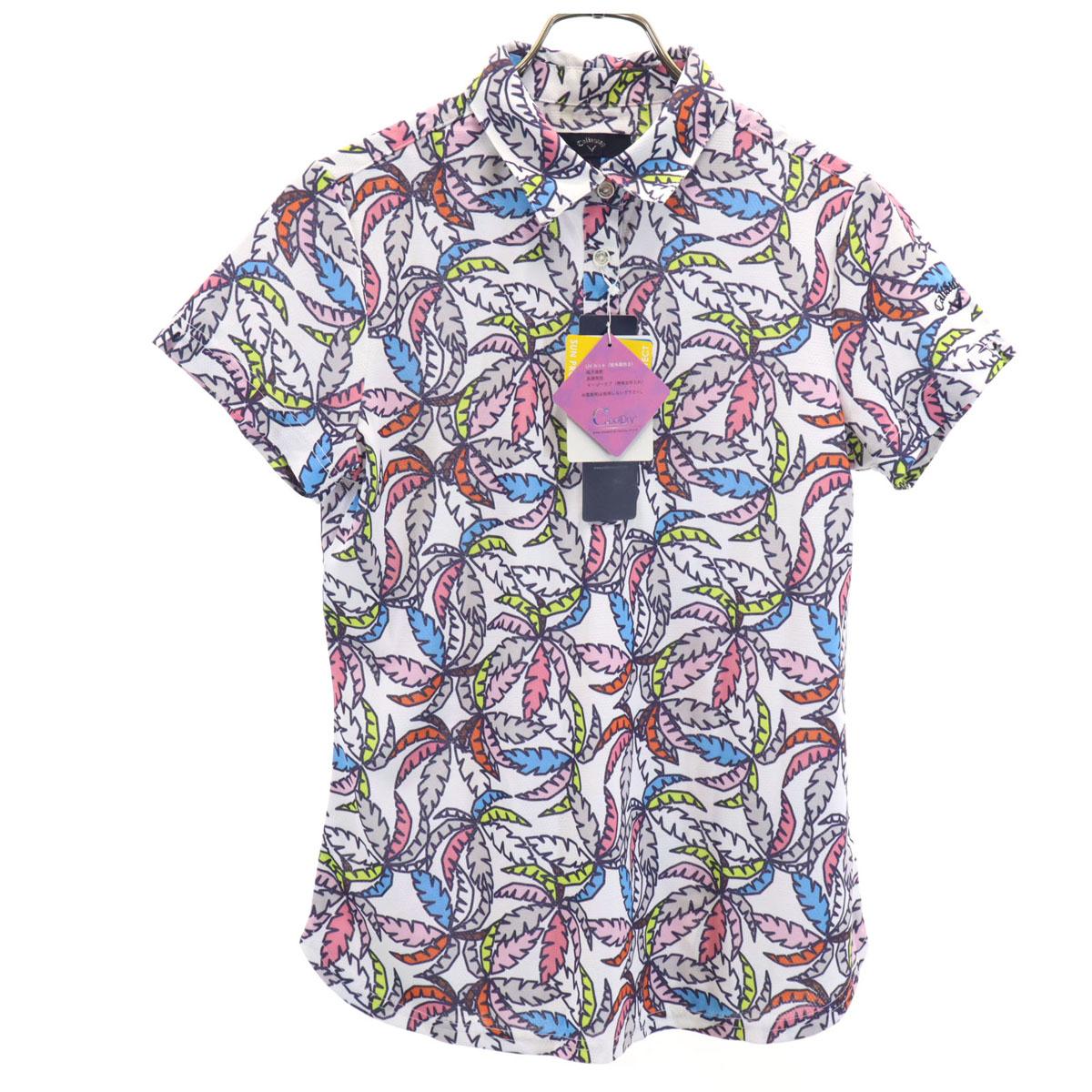

unused Callaway palm tree pattern golf Short sleeve Polo shirt L UV cut Women Used