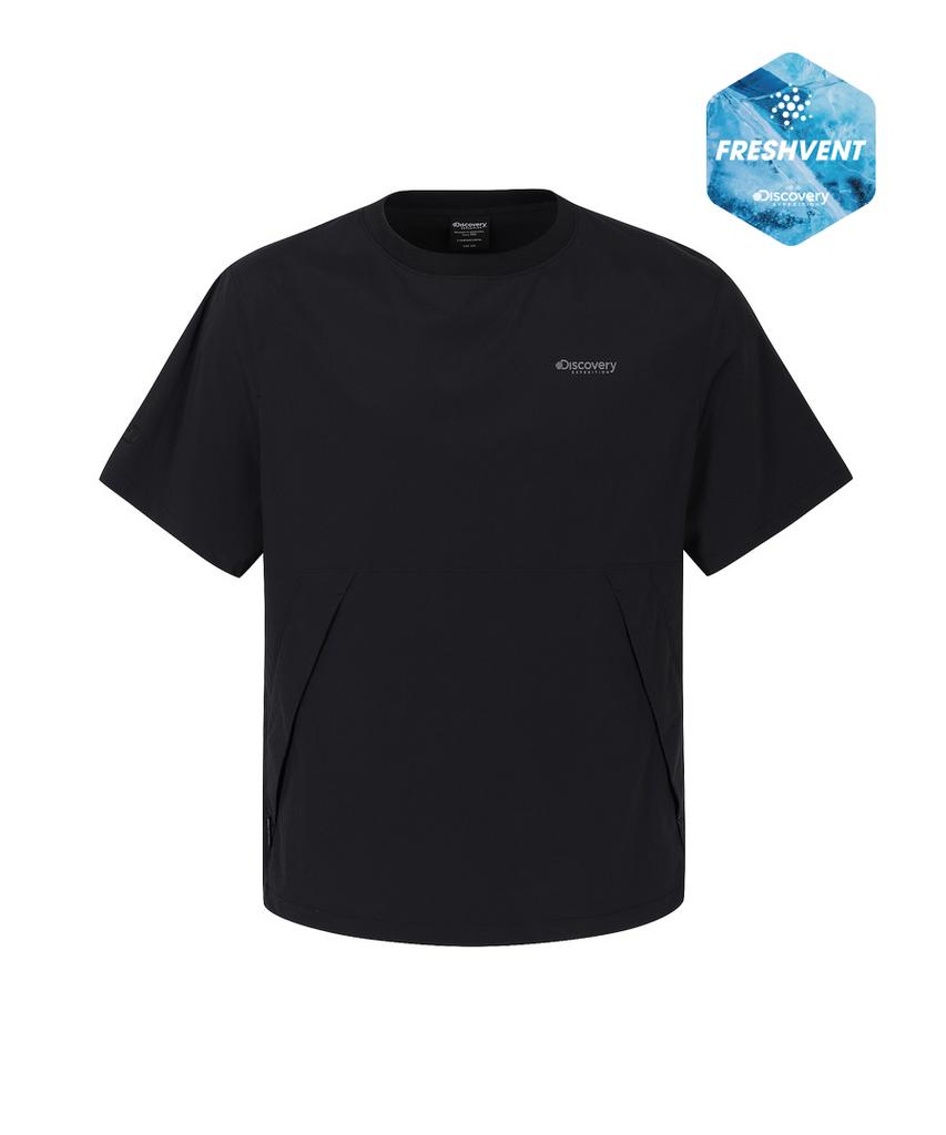 DISCOVERY EXPEDITION Uni Freshvent Lightweight Woven Training Short Sleeve T-Shirt (Black)