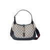 Gucci Jackie 1961 Gold Lock Monogram Canvas Leather Shoulder Bag Women shoulder bag blue gray 678843-96IWN-4076