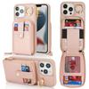 For iPhone 13 Pro Max/12 Pro Max Case with Zipper Pouch/Ring Kickstand/Strap Litchi Texture PU+TPU Phone Cover