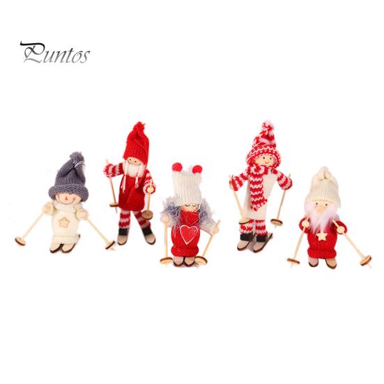 Păpușă de schi de Crăciun Pălărie tricotată manual Haine reutilizabilă Pom de Crăciun Agățat Gnome Decoration Ornament Pandantiv Petrecere Sărbători Festival Cadou