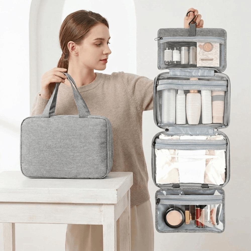 Large Capacity 4 Fold Toiletry Bag Wet Dry Separation Makeup Bag Travel Hanging Wash Bag  Home