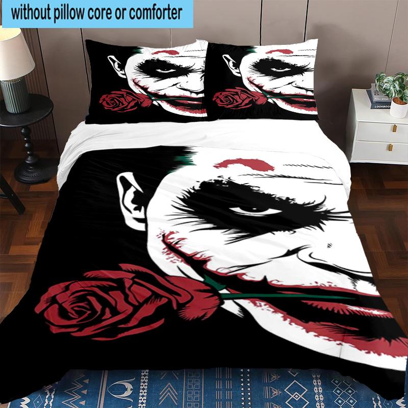 3PCS Cool clown Pattern 3pcs Bedding,Including 3PCS Duvet Cover And 2pcs Pillowcases Perfect for Christmas,Ideal for Bedroom, Dormitory