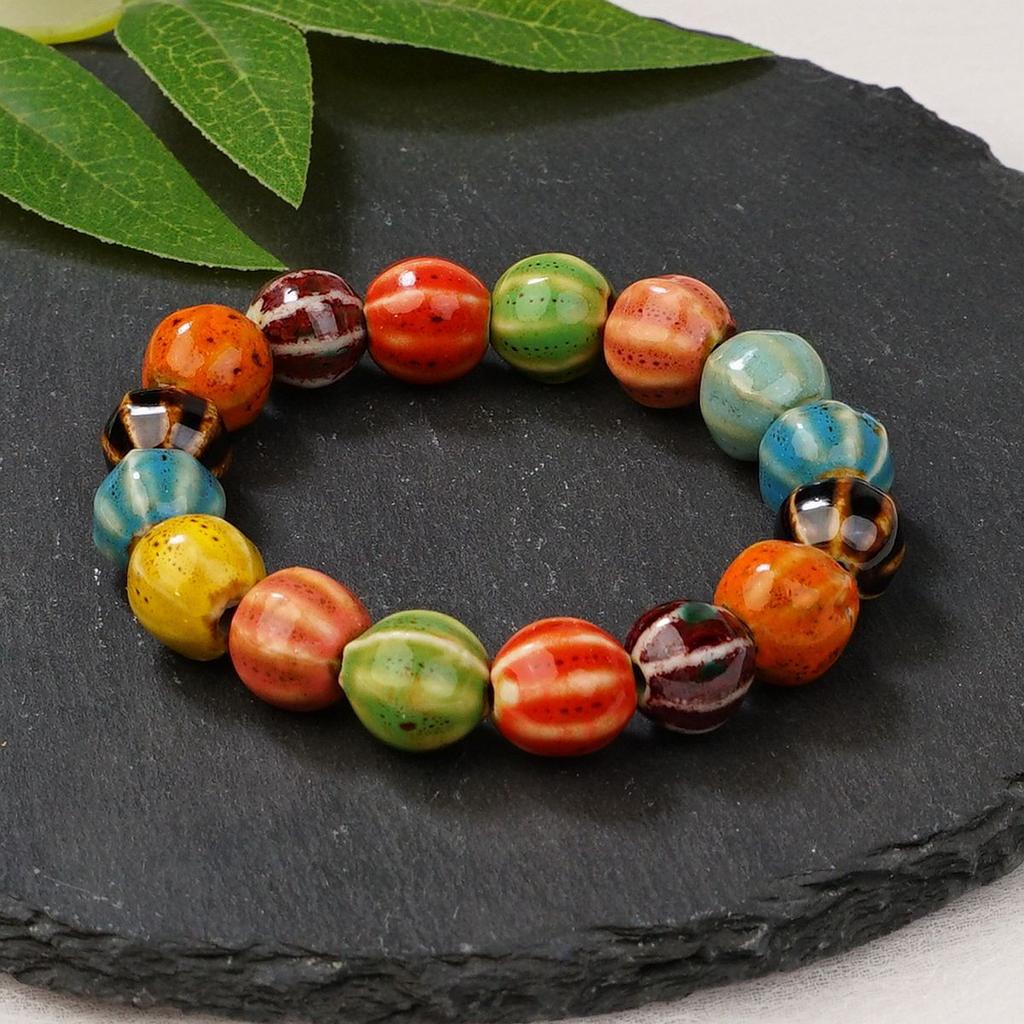 Ceramic new fashion flower glaze bead bracelet multi-color leisure ethnic style student