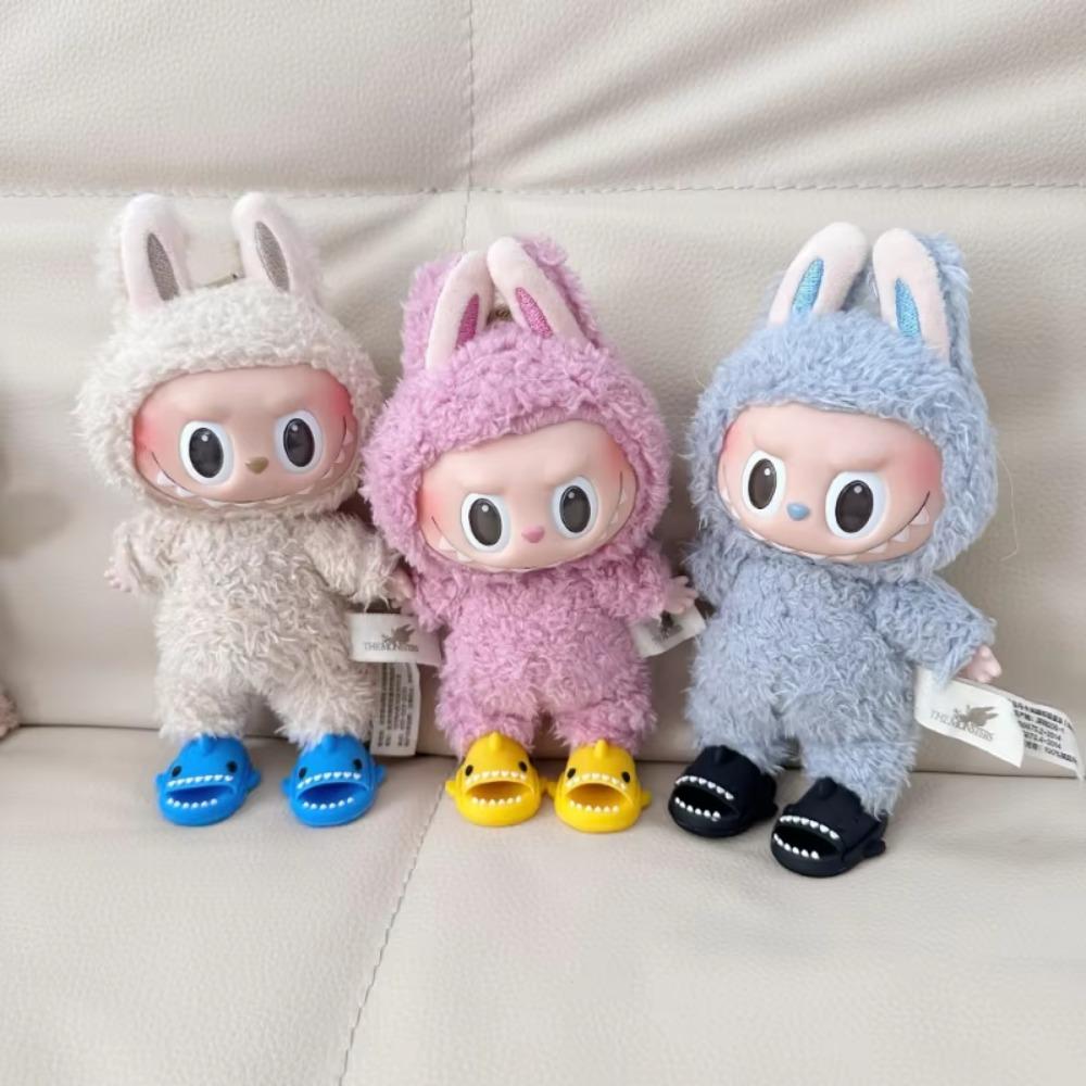 17cm Labubu Cute Shark Slippers for Blythe Doll, 1/8BJD, 17cm Vinyl Dolls Korea Kpop Exo DIY Girls Gift Labubu Doll Accessories
