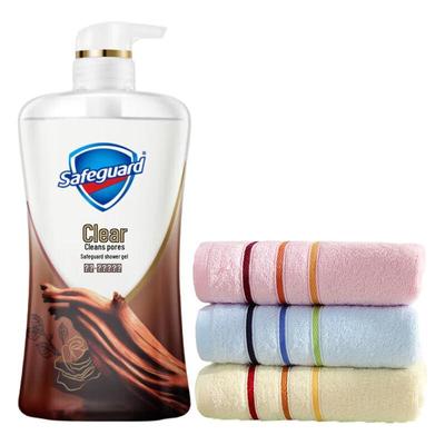 Safeguard Ebenholz Rose Duft Körperwaschgel & Jieliya Baumwollhandtuch Set