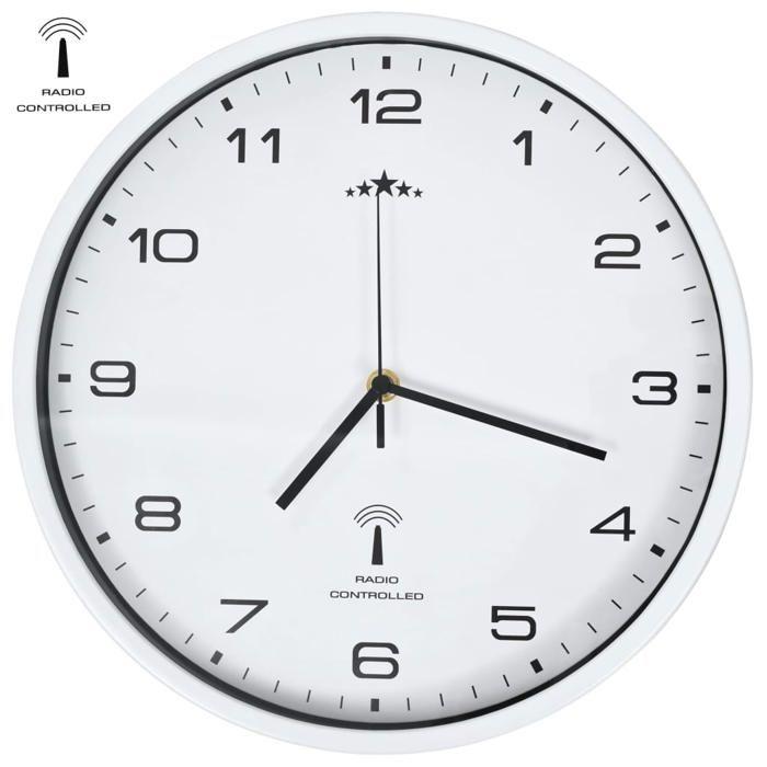 VidaXL Radio-Controlled Wall Clock with Quartz Movement White Living Room Kitchen 50616