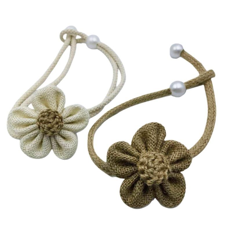 2PCS.Luxury Flower Linen Curtain Tiebacks (Pair), Adjustable Cottagecore Straps, Cute Decor for Sheer/Thick Curtains