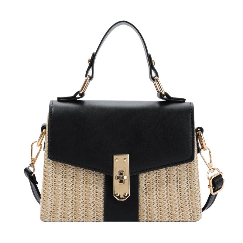 Fashion portable small bag women's bag new fashion texture messenger bag summer straw woven shoulder bag tide