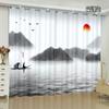 Modern New Chinese Buddhism Landscape Painting Living Room Study High-end Bedroom Famous Curtains Zen Retro Transparent Curtains