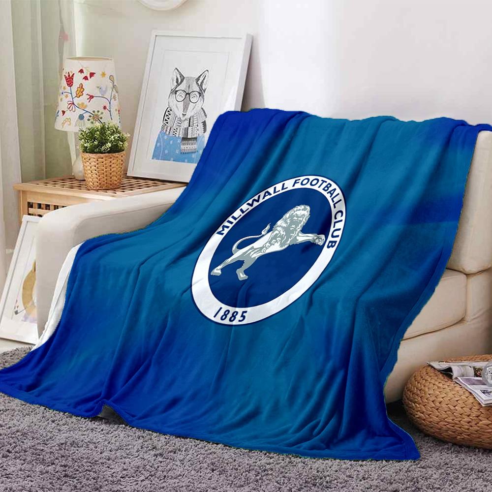 Millwall Fc Crest Design Flannel Blanket, Soft Polyester, Modern Design, All-Season for Camping, Travel, Gifts for holidays or birthdays