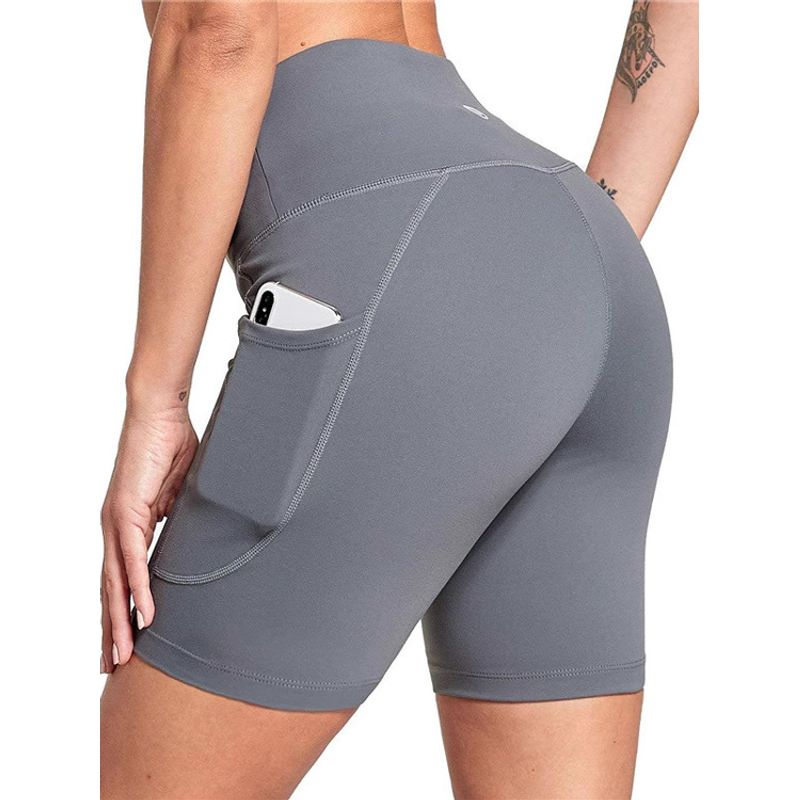 

Solid Color High Washed Sports Shorts Women Pure Color High Waist Track Shorts Black L