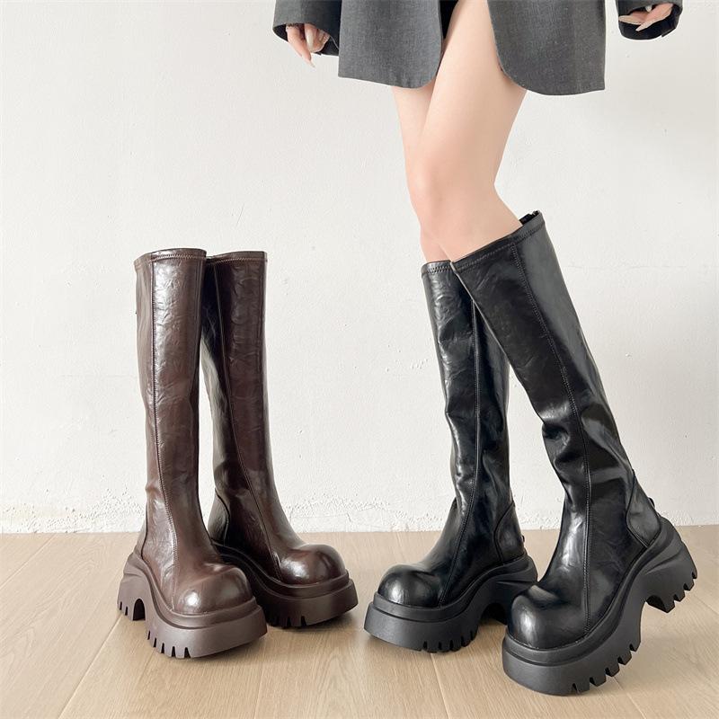 Boots Women's 2025 Autumn New Internet Celebrity Knight Boots Slim High Boots High Top Martin Boots Black