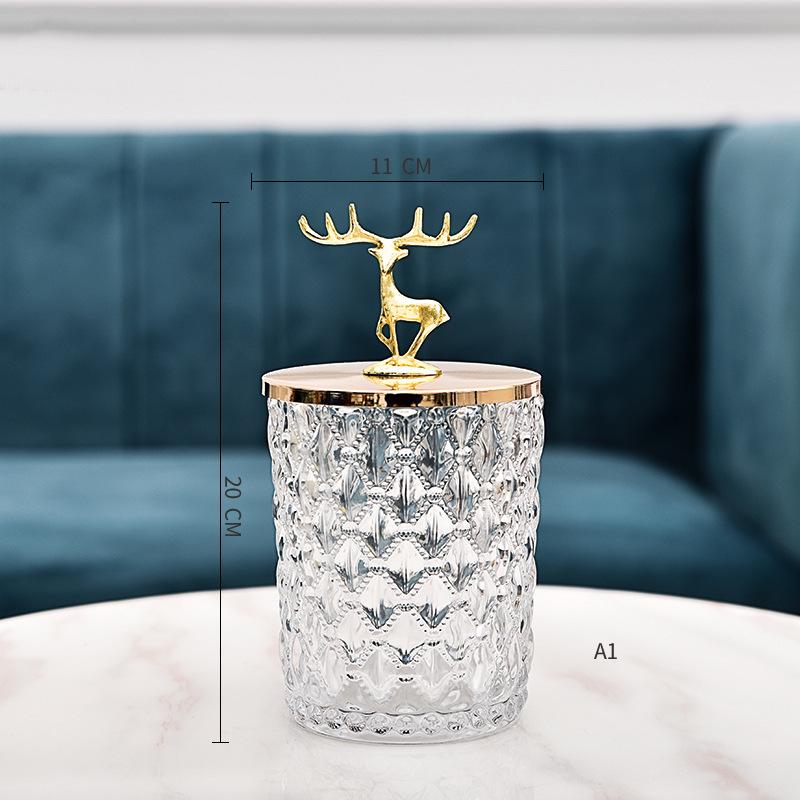 Modern Crystal Glass Ornaments: Golden Deer Decoration for Coffee Table