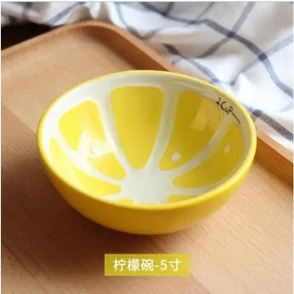 Ceramic Creative Fruit Bowl, Cute Household Tableware, Hand Painted Watermelon Bowl, Strawberry Orange Bowl, Ceramic Bowl Spoon