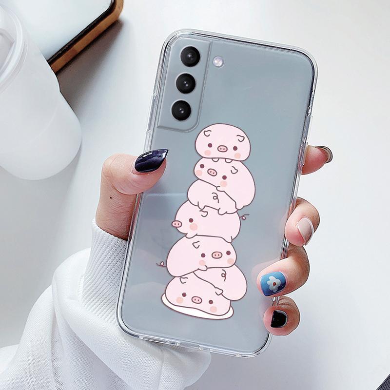 Transparent Case For Samsung Galaxy S23 S 23 Ultra S23 Plus Cover Cartoon Flowers Soft TPU Shockproof Funda For Samsung S24+ Bag