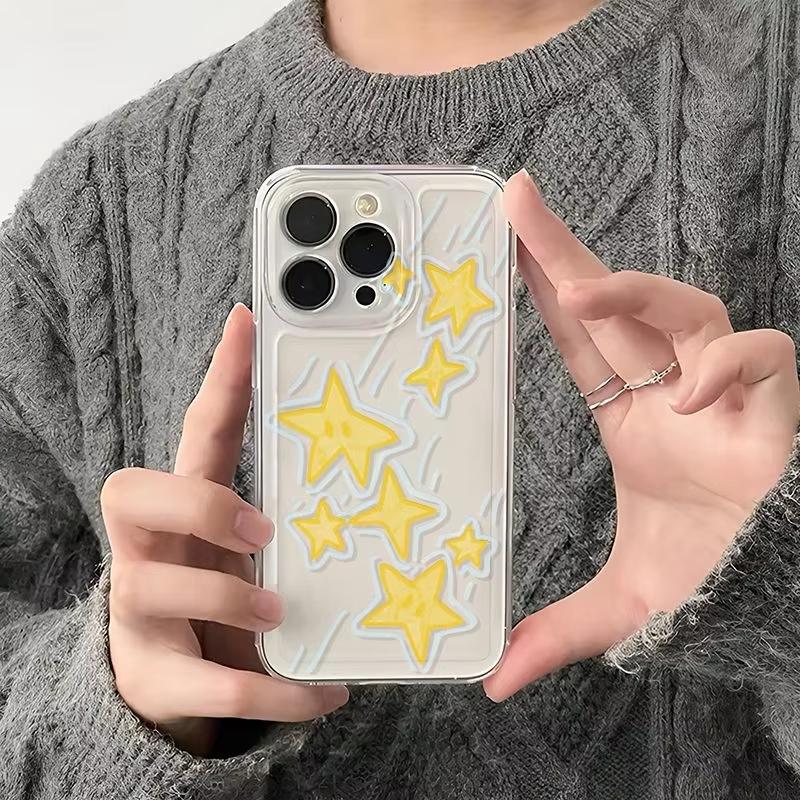 Yellow Meteor Cute Star Cartoon Phone Case For IPhone 17 Pro Max Air 16E 15 14 13 12 11 Y2K Soft Back Clear Transparent Cover