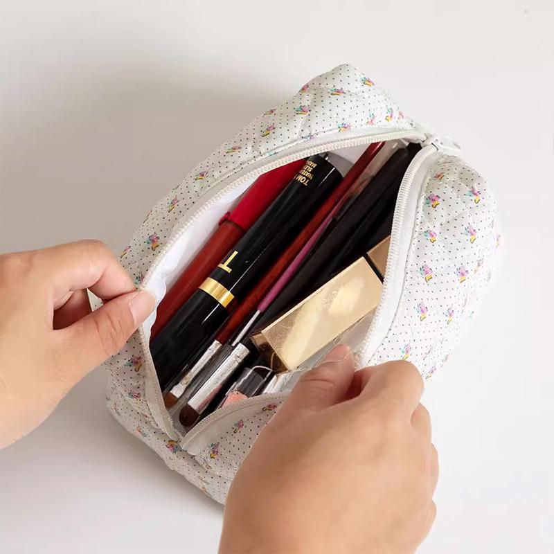 Floral Print Travel Portable Minimalist Large Capacity Soft Storage Makeup Bag