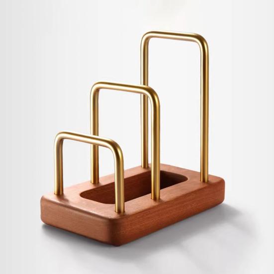 Kitchen Chopping Board Rack with Wood Base Multi Layer Design Stable Pot Lid
