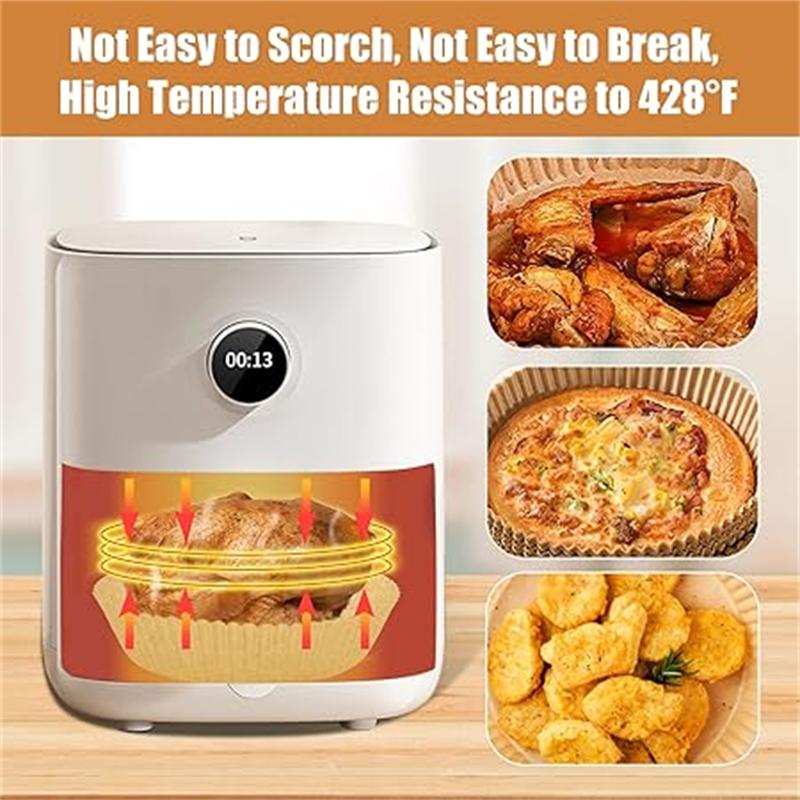 50PCS Air Fryer Disposable Paper Liner Non Stick Special Round Size Baking Papers for Cooking/Steaming Kitchen Accessories