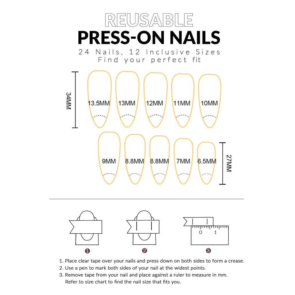 24pcs Long Press on Nails Stiletto Fake Nails Floral Design Reusable Resin Fake Nails for Shopping Traveling Dating