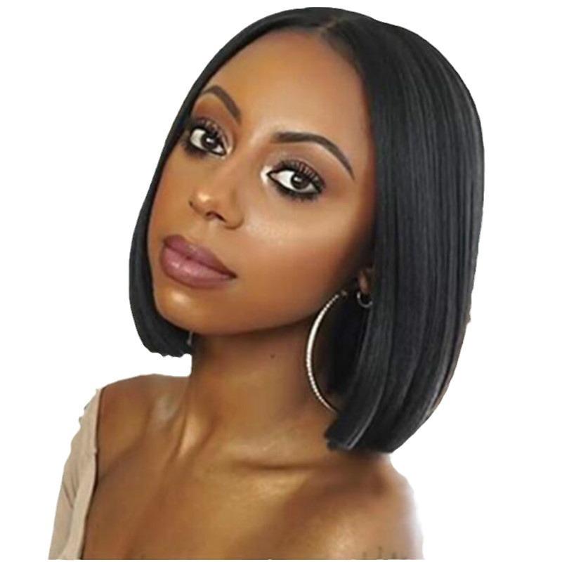 

Европейские и американские парики женские черные короткие волосы парики средние бобо короткие прямые волосы головной убор из химического волокна