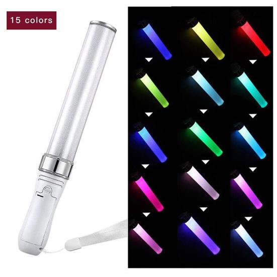 LED Glow Light Stick 15 Color Flashing Light Sticks with Rope 2 Lighting Modes Battery Powered Lightweight Party Light Stick for Festivals Rave Party