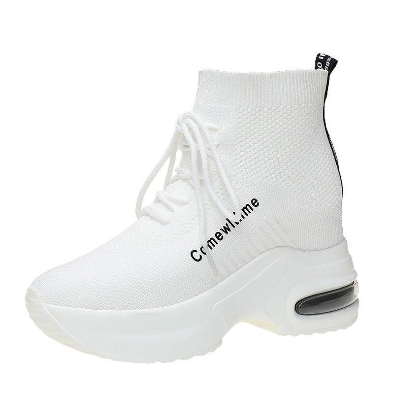 

Високі еластичні шкарпетки Взуття Жіноче взуття для внутрішнього зросту Повсякденне взуття Спортивне біле взуття 36