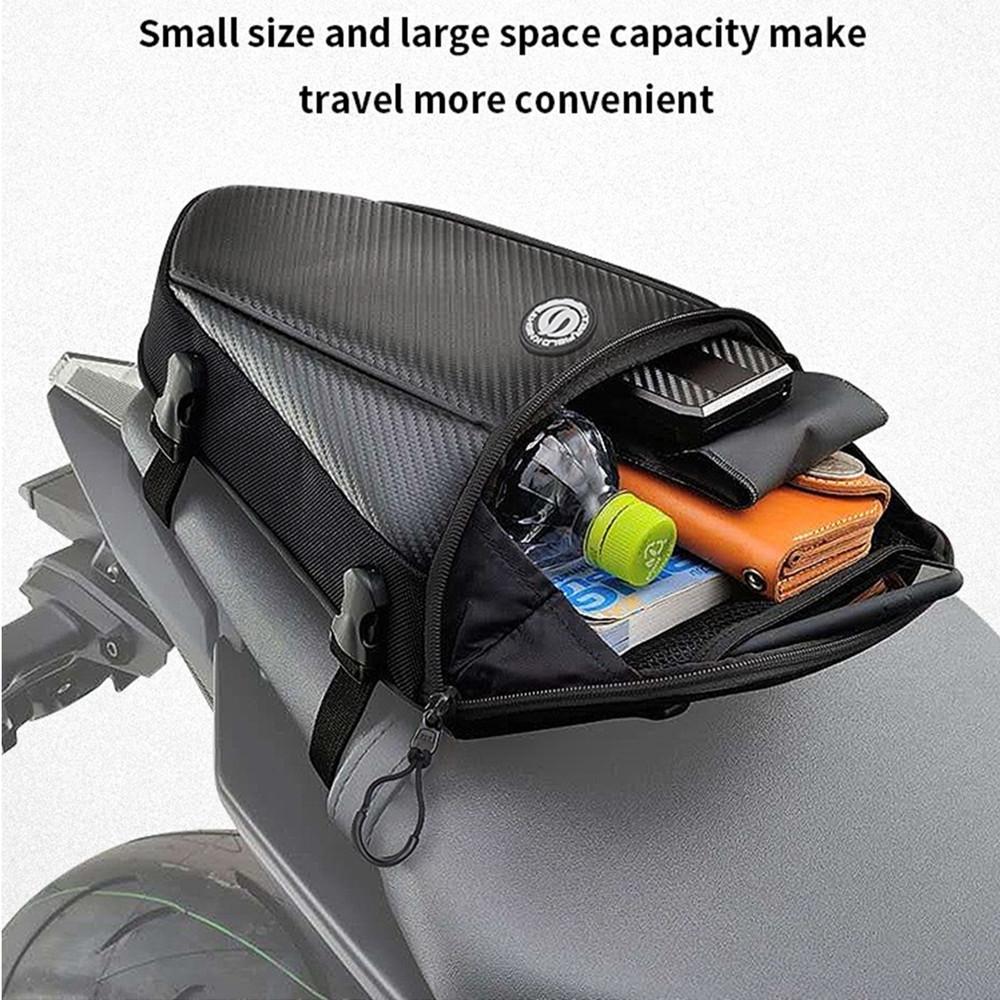 Universal Black Motorcycle Bag Rear Seat Bag Tail Pack Multifunctional Crossbody Bag Riding Gears With Outdoor Raincover