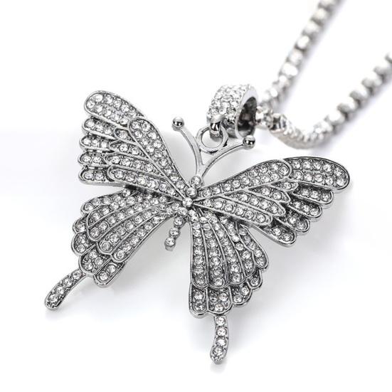 Women Butterfly Necklace with Full Diamond Pendant Choker