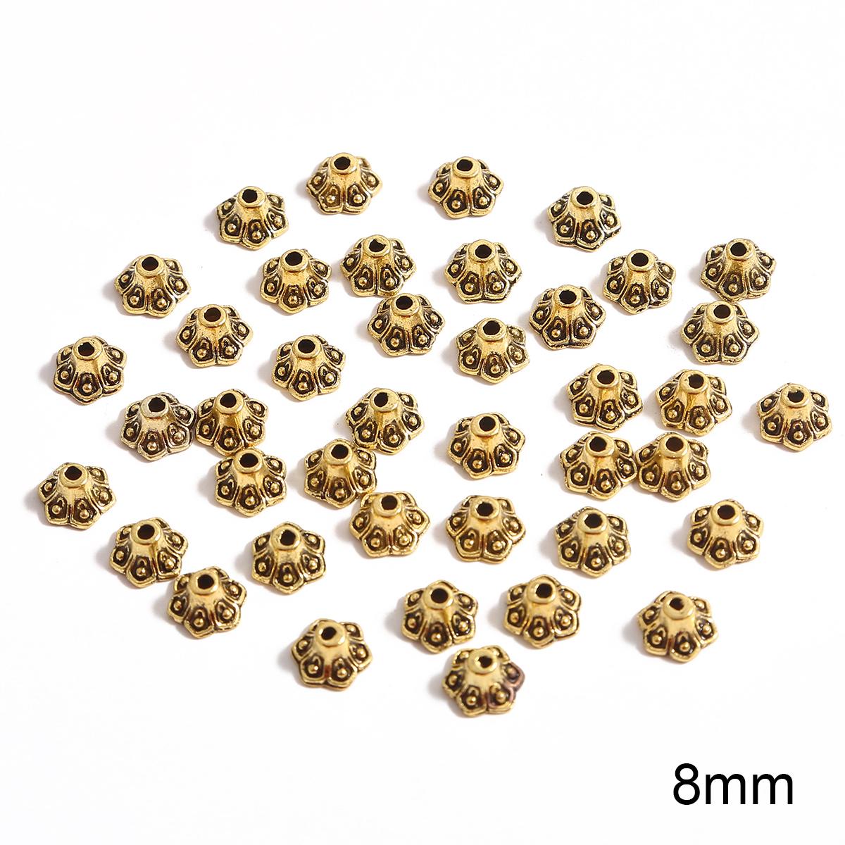 

50 шт металлические полые цветочные бусины, колпачки, коннекторы для изготовления ювелирных изделий своими руками 02 золотой