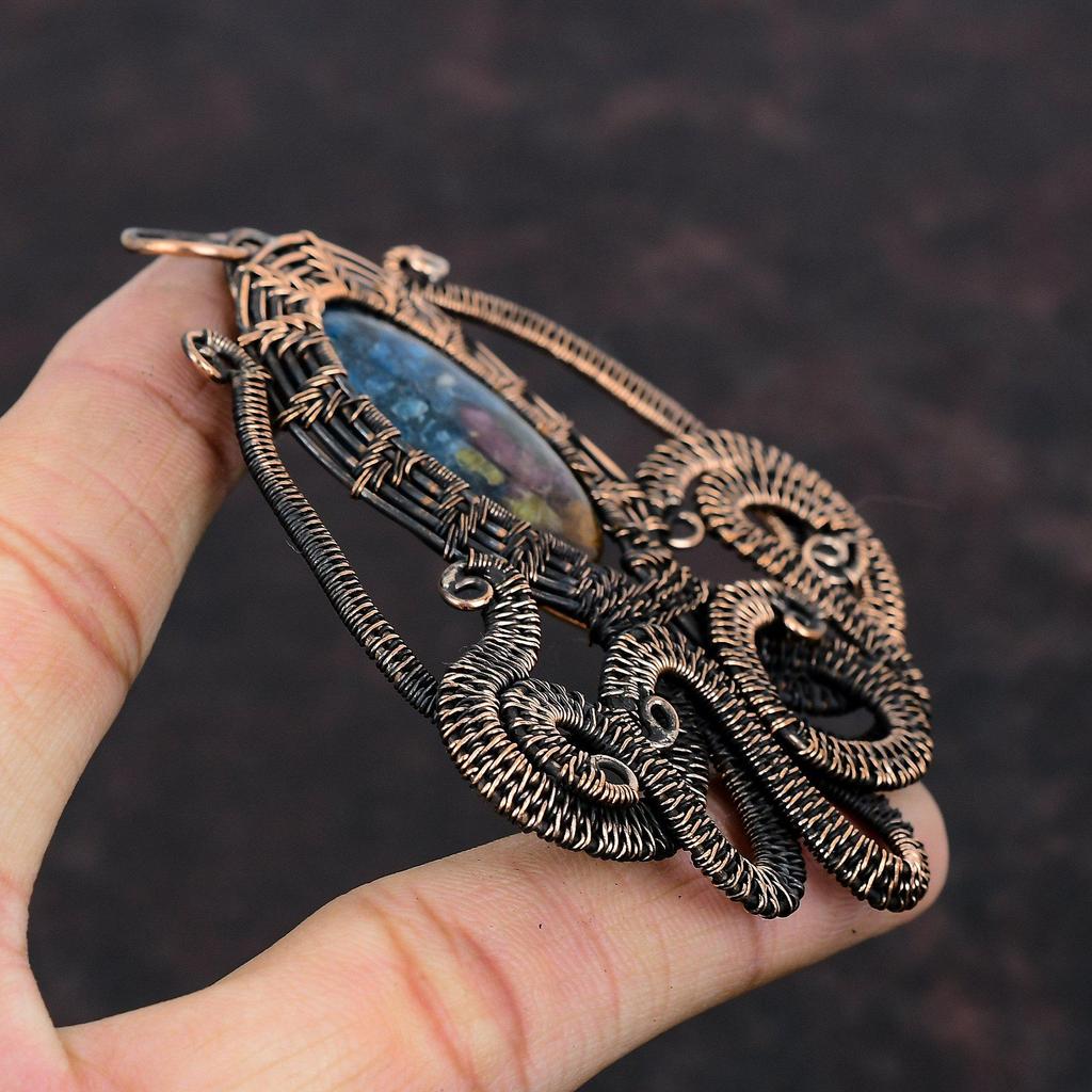 Watermelon Tourmaline Pendant Copper Wire Wrapped Pendant Handmade Octopus Pendant Copper Wire Jewelry Genuine Gemstone Pendant Gift For Her