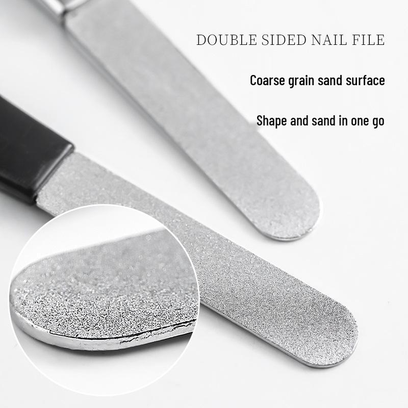Mi Ka Double-Sided Stainless Steel Nail File: Durable, Waterproof, Matte Buffing Tool for Nail Shaping and Salon Use.