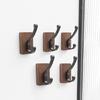 Natural Walnuts Wood Bathroom Hook with Adhesive Backing Easy Install No Holes Space Saving for Decors and Organization