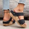 Women's Summer Wedge Heel Sandals Fashion Slip On Chunky Platform Slippers Woman Anti Slip Thick Sole Beach Sandalias Mujer 2025