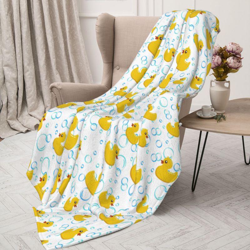 Custom Cute Rubber Ducks Blanket Soft Fleece Spring Autumn Warm Flannel Cartoon Animal Pets Throw Blankets Sofa Travel Bed Quilt