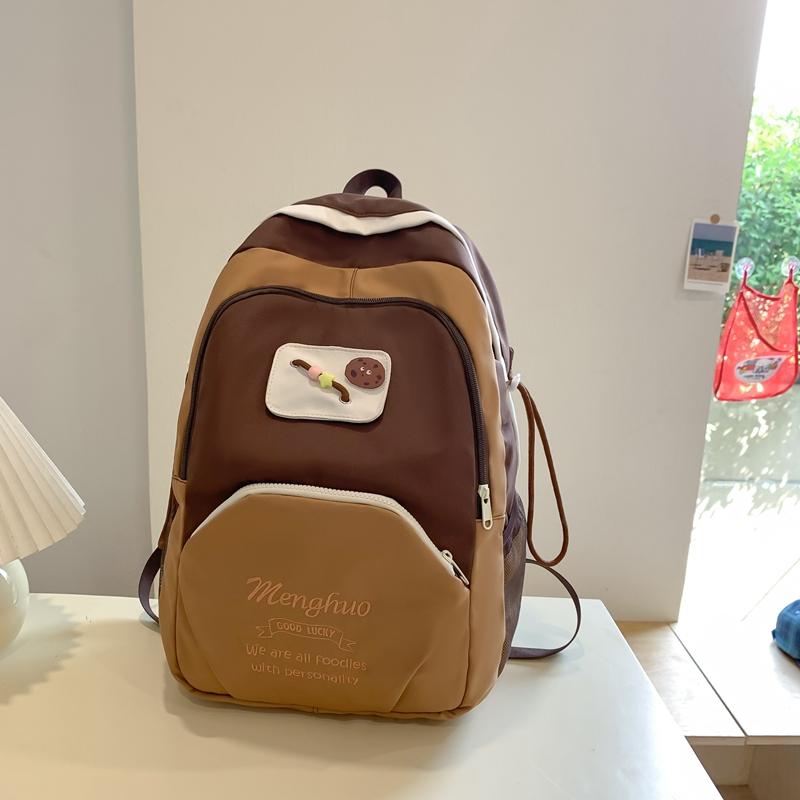 Симпатичный женский рюкзак большой емкости с цветными блоками — фото 11