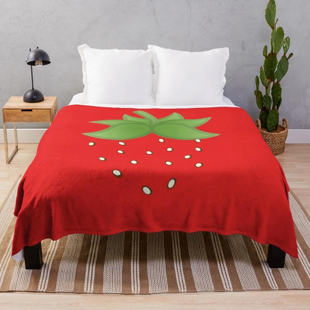 Fresh Strawberry Fruit Flannel Throw Blanket For Sofa Couch Bed Living Room Blanket King Queen Size Super Soft Warm Lightweight