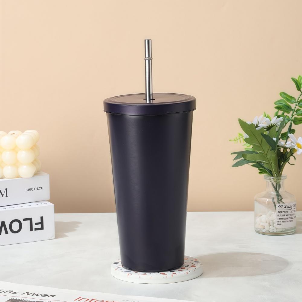 500ml Thermal Mug 304 Stainless Steel Double-Layer Vacuum Insulated Thermos Water Bottle Portable Coffee Cup with Straw