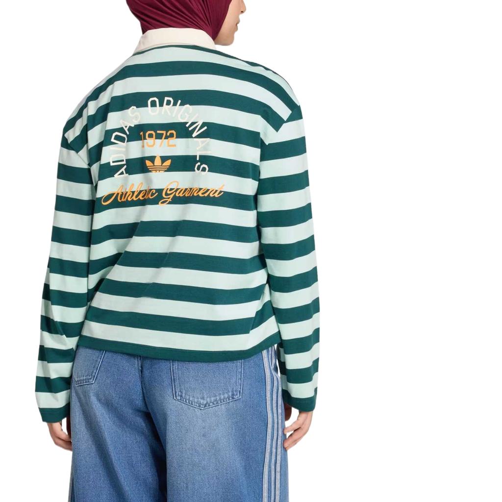 Adidas Originals LS GFX Striped Minimalist Pullover Long Sleeve Polo Shirt Women Tops KF2326