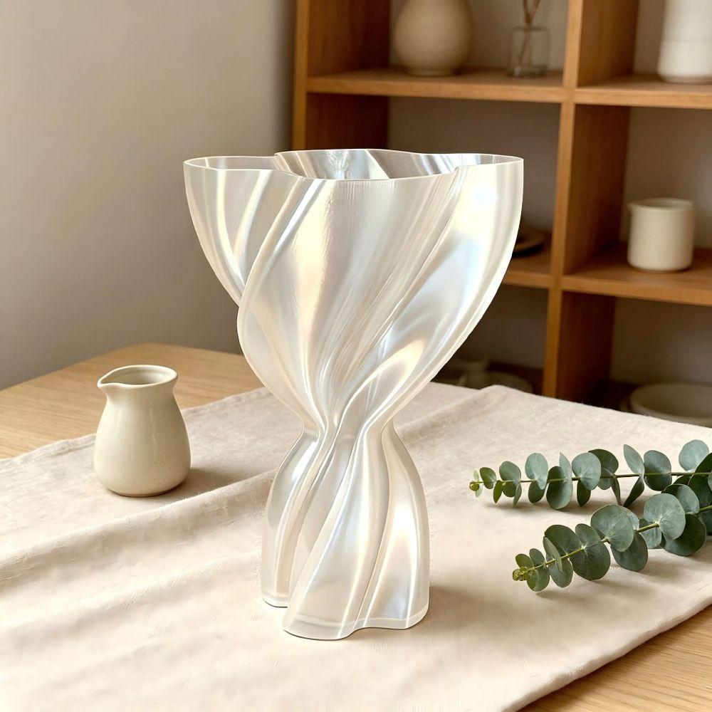 Silk Texture Decorative Vase 3d Printed Flower Bouquet Vase Unique Desktop Ornament Office