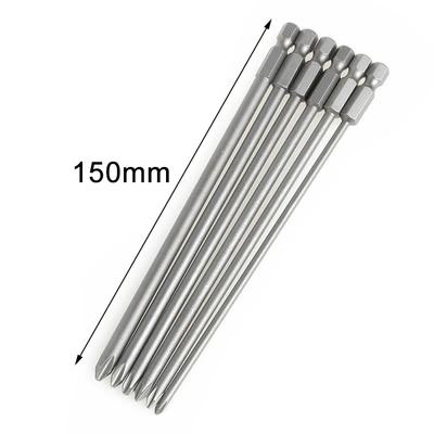 6ks 1/4" Stopka 150mm Dlouhé Ocelové Magnetické Šestihranné Křížové Šroubováky Bity 3.0mm 4.0mm 4.5mm 4.5mm 5.0mm 6.0mm