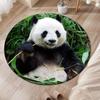 Panda Eating Bamboo Round Rug Flannel Cute Animal Design Carpet Home Decor Living Room Bedroom Floor Mat Non Slip Washable Area