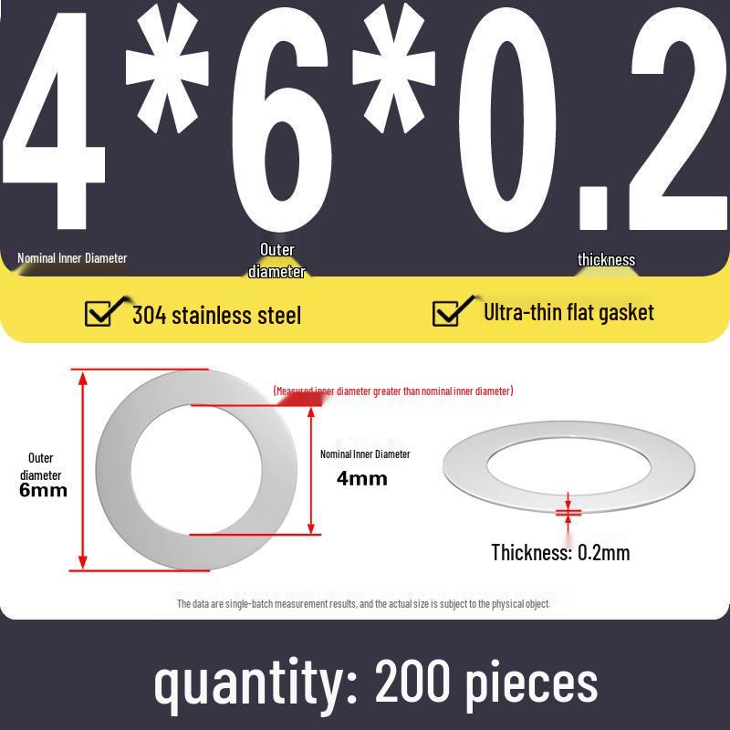 Plochá podložka z nerezové oceli 304 pro nastavení vůle hřídele (0,1/0,2/0,3 mm)