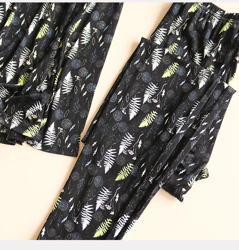 Tangge Silk Autumn/Winter Warm Printed Knitted Underwear Set