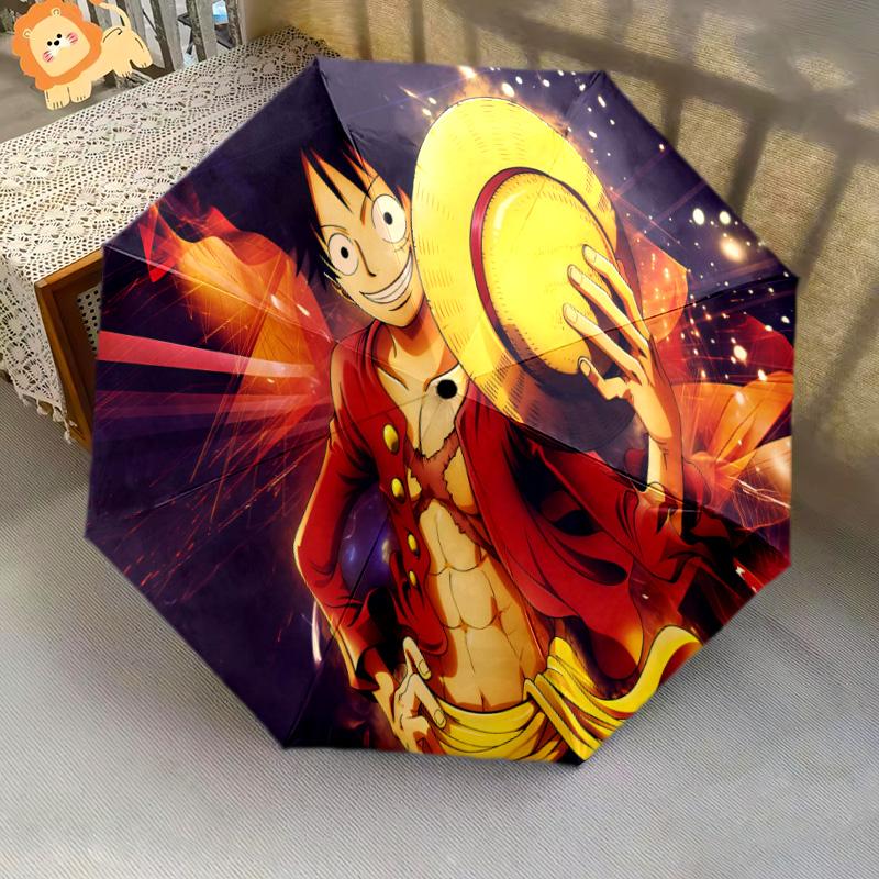 1 PC Automatic Folding Umbrella - One Piece Monkey D Luffy Pattern Portable Foldable Design With 8 Ribs Christmas Birthday Gifts