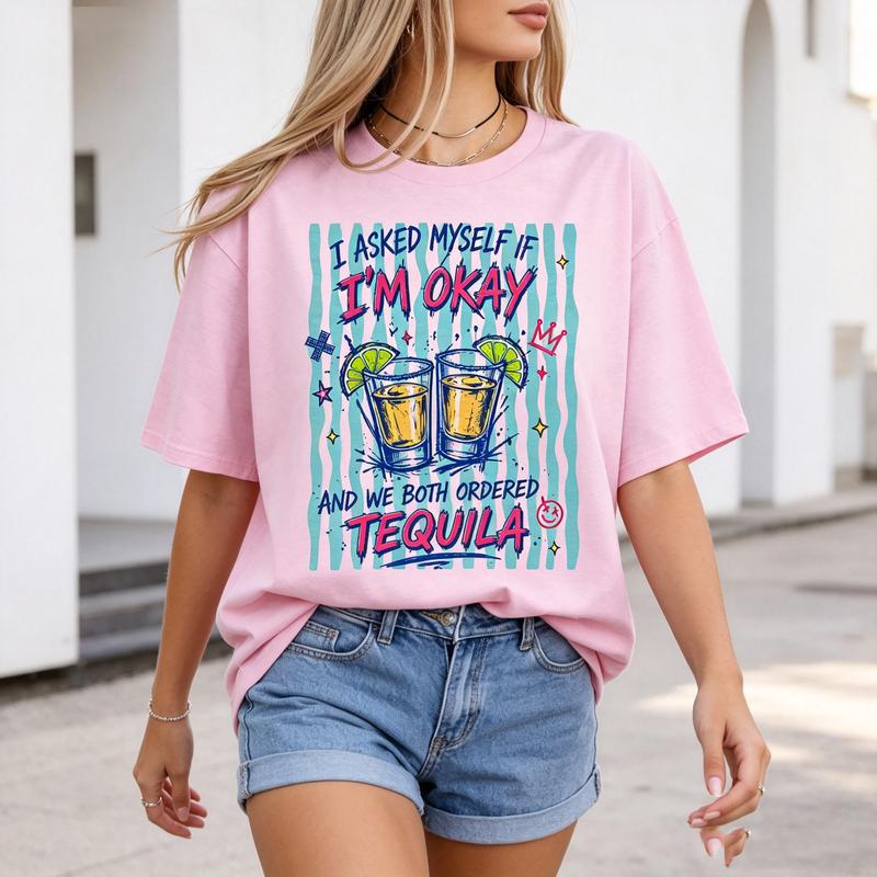 Vintage Tequila Drink Unisex Cotton T Shirt Summer Party Streetwear Tops Y2k Top Oversized T Shirt Harajuku