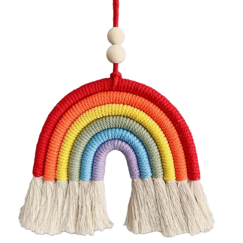 

BeHandwovens Cotton Rope Rainbow Tassels Wall Car Pendants Rainbow Wall Hangings Holiday Decorations