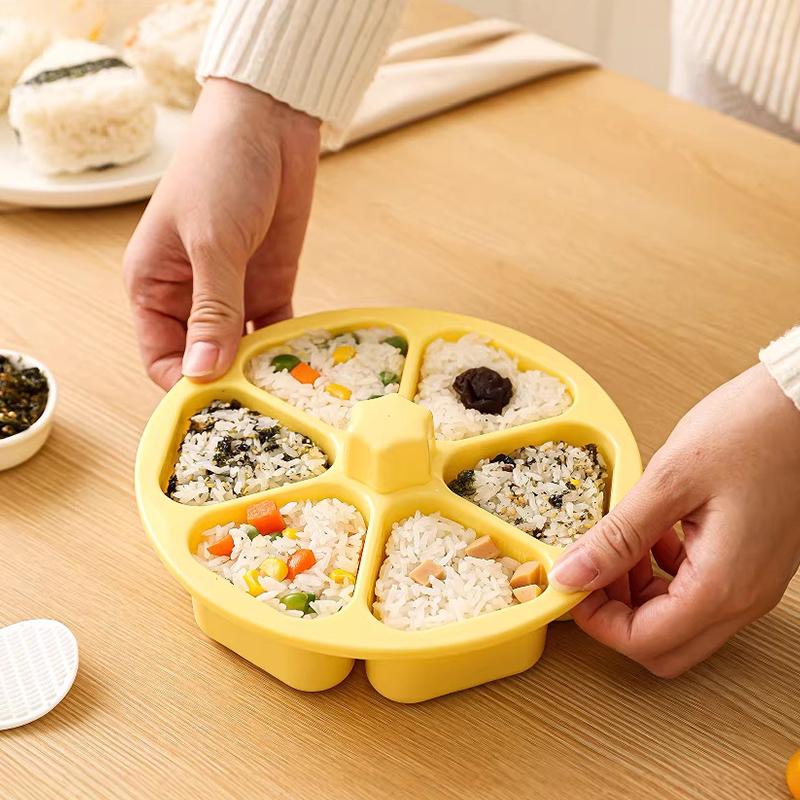 6-in-1 Cavity Triangle Sushi Mold Rice Ball Press Maker Non-stick Sushi Maker Kitchen Tools Bento Box Meal Supplies For Seaweed